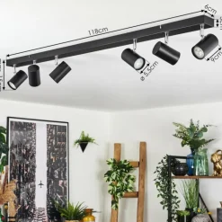 Luminaires Scandinaves-hofstein Gesteira Plafonnier, Spot de plafond Chrome, Noir, 6 lumières