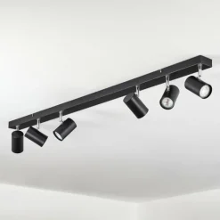 Luminaires Scandinaves-hofstein Gesteira Plafonnier, Spot de plafond Chrome, Noir, 6 lumières