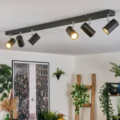 Luminaires Scandinaves-hofstein Gesteira Plafonnier, Spot de plafond Chrome, Noir, 6 lumières