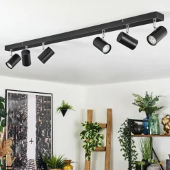 Luminaires Scandinaves-hofstein Gesteira Plafonnier, Spot de plafond Chrome, Noir, 6 lumières