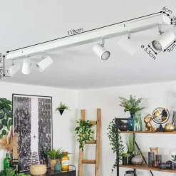 Luminaires Scandinaves-hofstein Gesteira Plafonnier, Spot de plafond Chrome, Blanc, 6 lumières