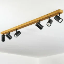 Luminaires Scandinaves-hofstein Gesteira Plafonnier, Spot de plafond Couleur bois, Noir, 6 lumières