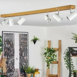 Luminaires Scandinaves-hofstein Gesteira Plafonnier, Spot de plafond Chrome, Couleur bois, 6 lumières