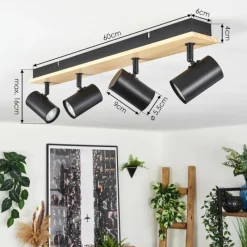 Luminaires Scandinaves-hofstein Gesteira Plafonnier, Spot de plafond Écru, Noir, 4 lumières