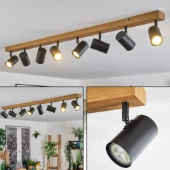 Luminaires Scandinaves-hofstein Gesteira Plafonnier, Spot de plafond Couleur bois, Noir, 8 lumières