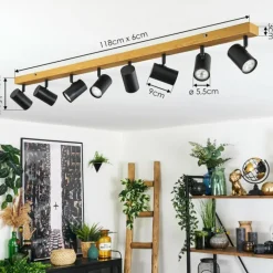 Luminaires Scandinaves-hofstein Gesteira Plafonnier, Spot de plafond Couleur bois, Noir, 8 lumières