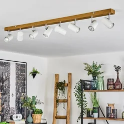 Luminaires Scandinaves-hofstein Gesteira Plafonnier, Spot de plafond Chrome, Couleur bois, 8 lumières