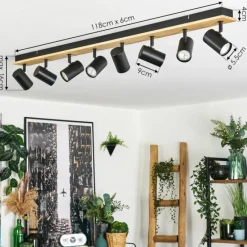 Luminaires Scandinaves-hofstein Gesteira Plafonnier, Spot de plafond Écru, Noir, 8 lumières