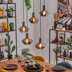 hofstein Gillbergatorp Suspension, Boule lumineuse, Suspension Chrome, Fumé, 5 lumières