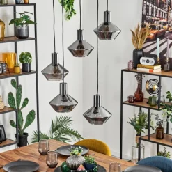 hofstein Gillbergatorp Suspension, Boule lumineuse, Suspension Chrome, Fumé, 5 lumières