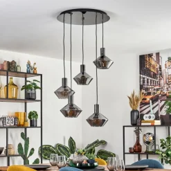 hofstein Gillbergatorp Suspension, Boule lumineuse, Suspension Chrome, Fumé, 5 lumières