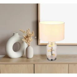 Luminaires Globo Lighting Ginko Lampe à poser Chrome, Transparent, 1 lumière