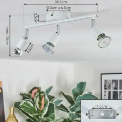 hofstein Gjedso Plafonnier, Spot de plafond LED Chrome, Blanc, 3 lumières* Spots Et Projecteurs