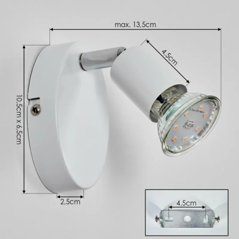 hofstein Gjedso Spot de plafond, Applique murale, Spot mural LED Chrome, Blanc, 1 lumière