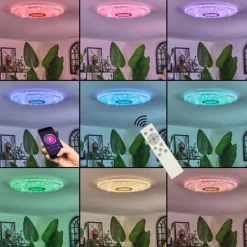 hofstein Gjevninge Plafonnier LED Argenté, Blanc, 1 lumière, Télécommandes