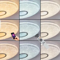 hofstein Gjevninge Plafonnier LED Argenté, Blanc, 1 lumière, Télécommandes