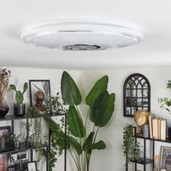 hofstein Gjevninge Plafonnier LED Argenté, Blanc, 1 lumière, Télécommandes