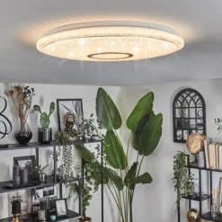 hofstein Gjevninge Plafonnier LED Argenté, Blanc, 1 lumière, Télécommandes