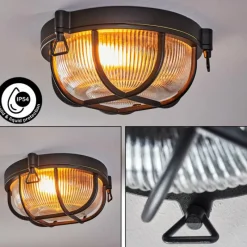 Lampes Vintages & Rétros-hofstein Godel Plafonnier extérieur, Plafonnier Noir, 1 lumière