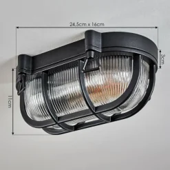 Lampes Vintages & Rétros-hofstein Godel Plafonnier extérieur, Plafonnier Noir, 1 lumière