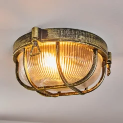 Lampes Dorées-hofstein Godel Plafonnier extérieur, Plafonnier Or, Noir, 1 lumière