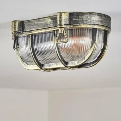 Lampes Dorées-hofstein Godel Plafonnier extérieur, Plafonnier Or, Noir, 1 lumière