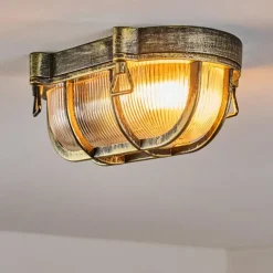 Lampes Dorées-hofstein Godel Plafonnier extérieur, Plafonnier Or, Noir, 1 lumière