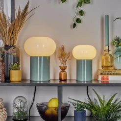 hofstein Godrie Lampe à poser Turquoise, 1 lumière