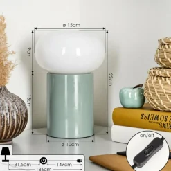 hofstein Godrie Lampe à poser Turquoise, 1 lumière