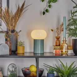 hofstein Godrie Lampe à poser Turquoise, 1 lumière