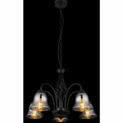 Suspension Verre Fumé-Luminaires Globo Lighting GONNY Suspension Noir, 5 lumières