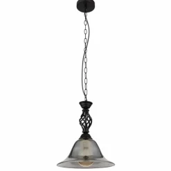 Suspension Verre Fumé-Luminaires Globo Lighting GONNY Suspension Noir, 1 lumière