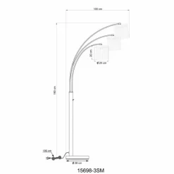 Luminaires Globo Lighting Gorley Lampadaire Or, 3 lumières