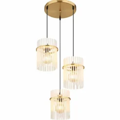 Lampes Dorées-Luminaires Globo Lighting Gorley Suspension Or, 3 lumières