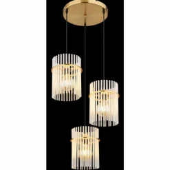 Lampes Dorées-Luminaires Globo Lighting Gorley Suspension Or, 3 lumières