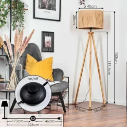 Luminaires Scandinaves-hofstein Granja Lampadaire Écru, Noir, 1 lumière