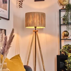 Luminaires Scandinaves-hofstein Granja Lampadaire Écru, Noir, 1 lumière