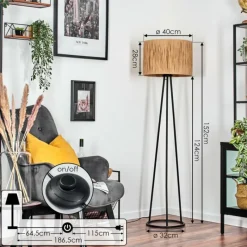 hofstein Granja Lampadaire Noir, 1 lumière