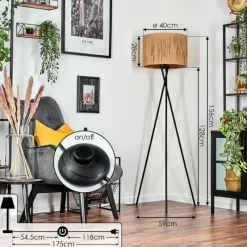 hofstein Granja Lampadaire Noir, 1 lumière