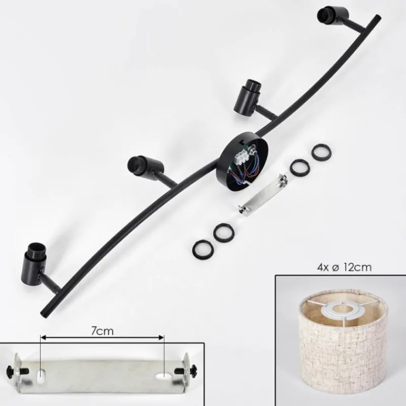 Lampes En Tissu-hofstein Granja Plafonnier Noir, 4 lumières