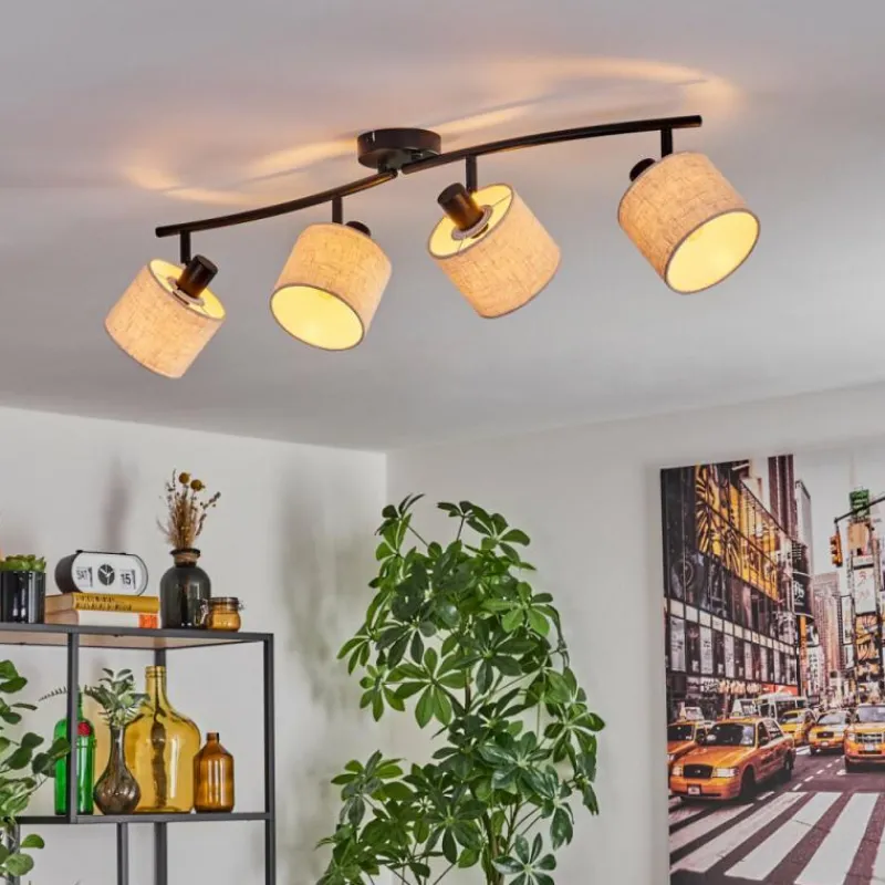Lampes En Tissu-hofstein Granja Plafonnier Noir, 4 lumières