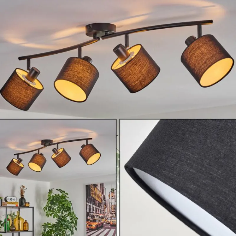 Lampes En Tissu-hofstein Granja Plafonnier Noir, 4 lumières