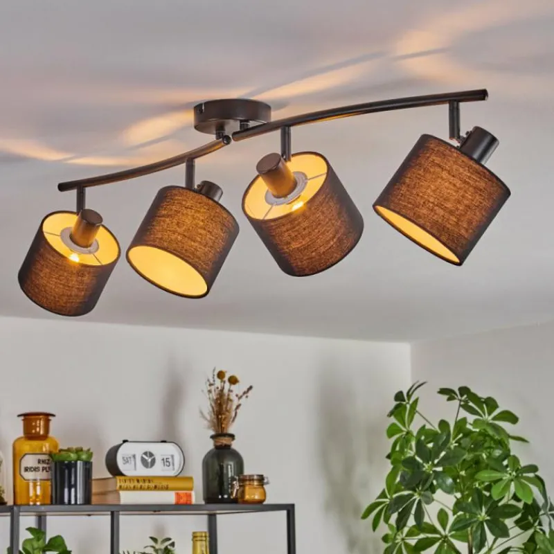 Lampes En Tissu-hofstein Granja Plafonnier Noir, 4 lumières