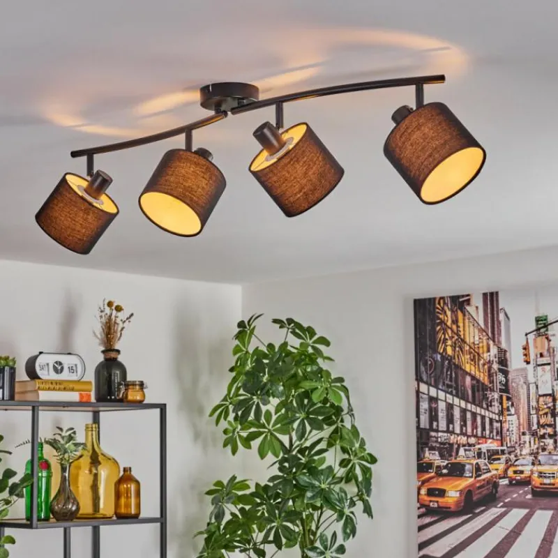 Lampes En Tissu-hofstein Granja Plafonnier Noir, 4 lumières