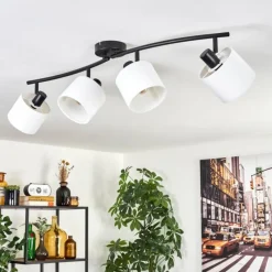 Lampes En Tissu-hofstein Granja Plafonnier Noir, 4 lumières