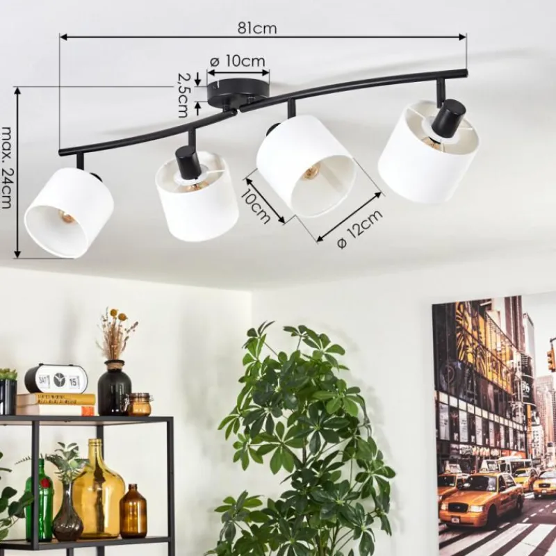 Lampes En Tissu-hofstein Granja Plafonnier Noir, 4 lumières