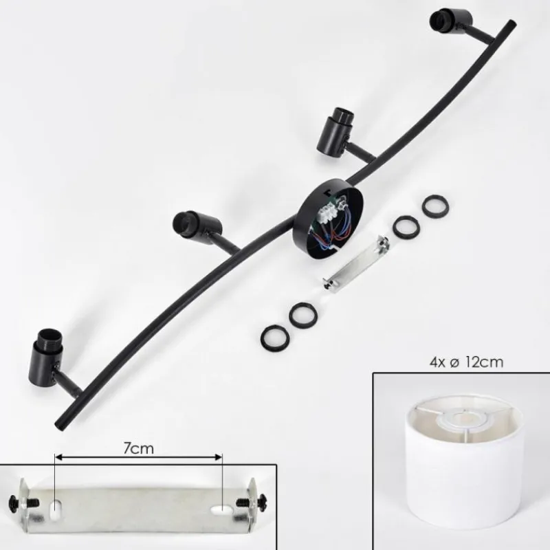 Lampes En Tissu-hofstein Granja Plafonnier Noir, 4 lumières