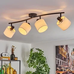 Lampes En Tissu-hofstein Granja Plafonnier Noir, 4 lumières