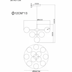 Luminaires Globo Lighting Grappy Suspension Nickel mat, 13 lumières