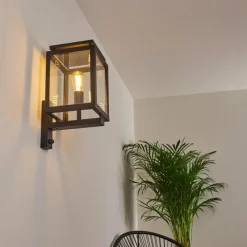 hofstein Greensboro Applique murale d'extérieur Noir, 1 lumière, Détecteur de mouvement